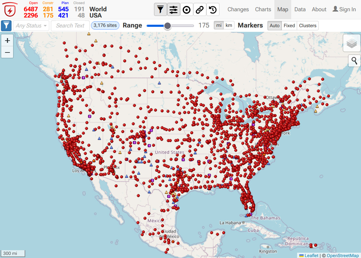 tesla car charging stations